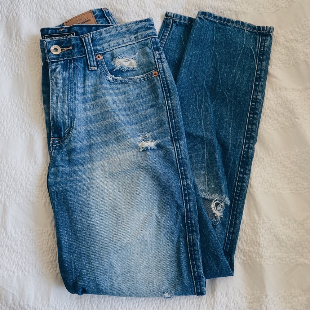 A&F High Rise Girlfriend Jeans